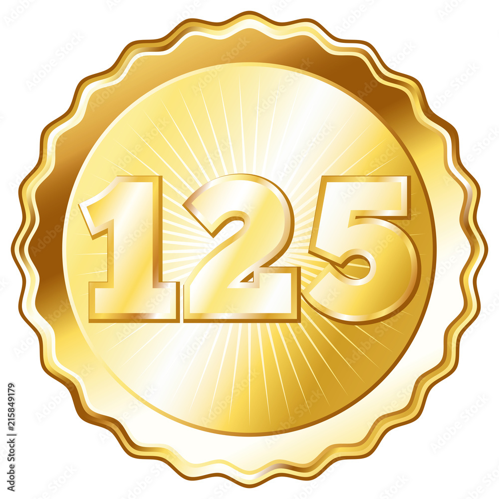 Gold Plate - Badge with Number 125. Gold Plate - Badge with Number 125.