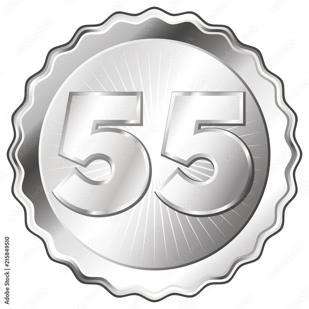 Silver Plate - Badge with Number 55. Silver Plate - Badge with Number 55.