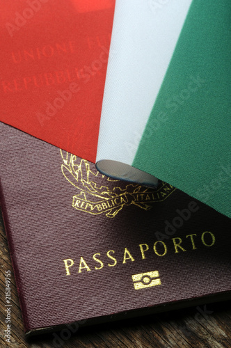 Quadro su tela Passaporto italiano con microchip