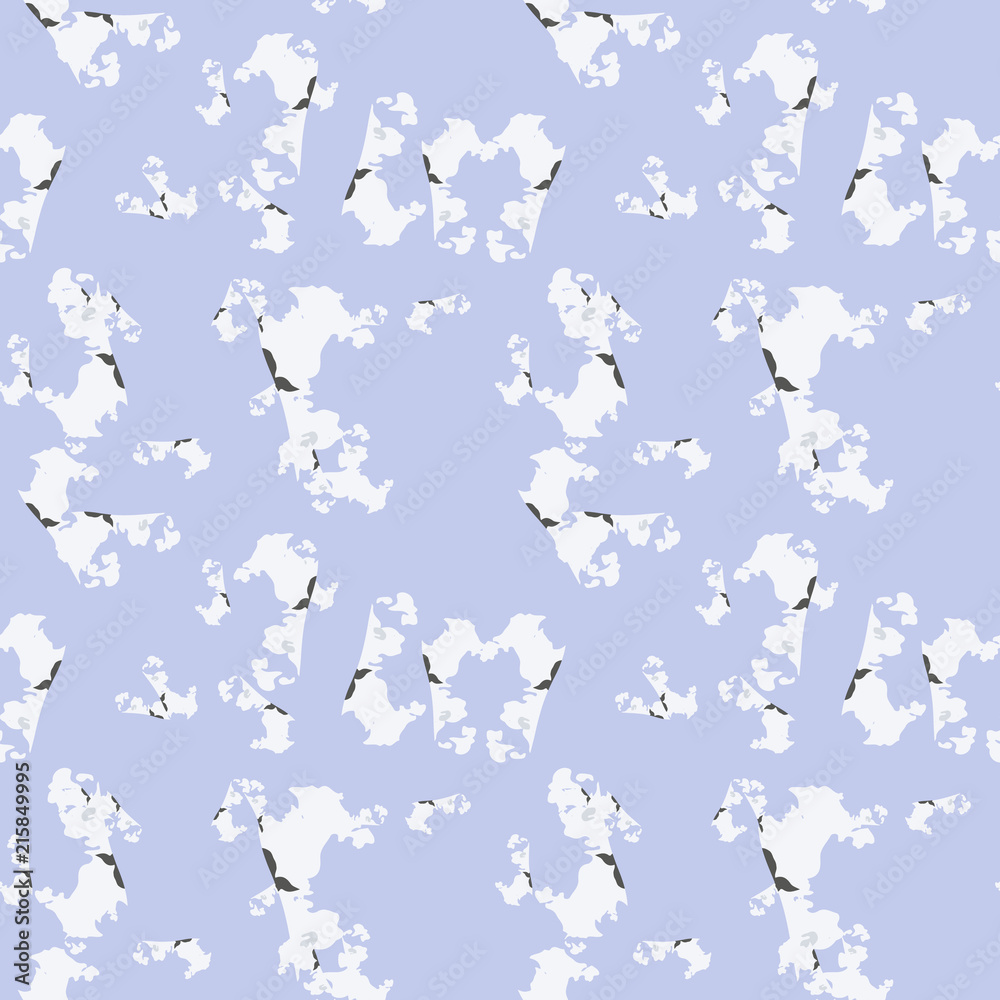 UFO military camouflage seamless pattern in light violet, milk white and different shades of grey color