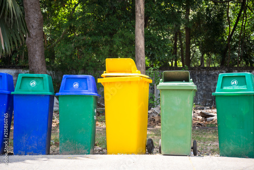 Colored trash containers