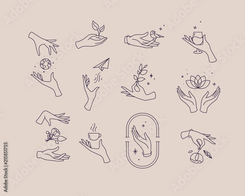 Flat hand symbols beige black