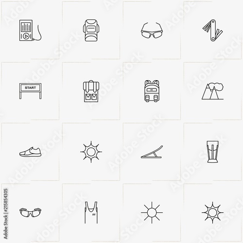 Bicycle Sport line icon set with trophy, sport shirt and sport spectacles