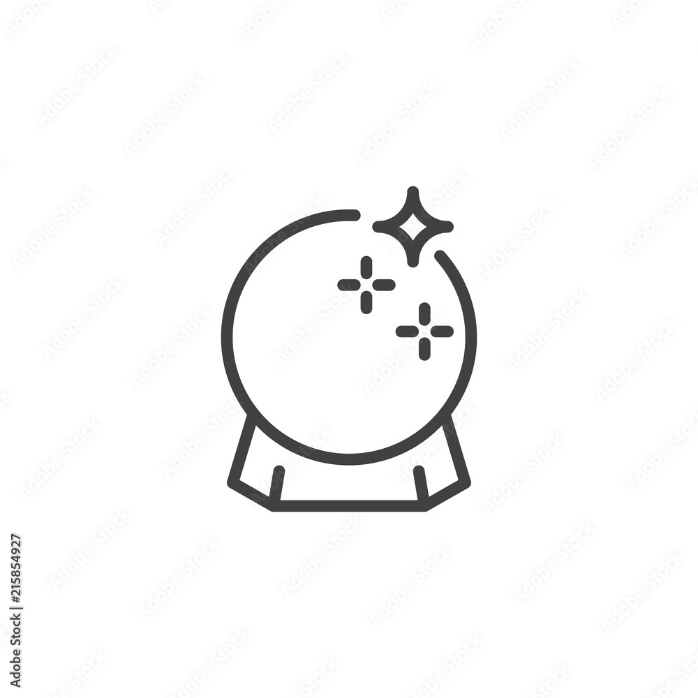 Fototapeta premium Magic ball outline icon. linear style sign for mobile concept and web design. Magic crystal ball simple line vector icon. Symbol, logo illustration. Pixel perfect vector graphics