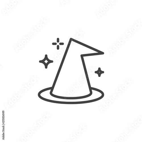 Witch hat outline icon. linear style sign for mobile concept and web design. Halloween simple line vector icon. Symbol, logo illustration. Pixel perfect vector graphics