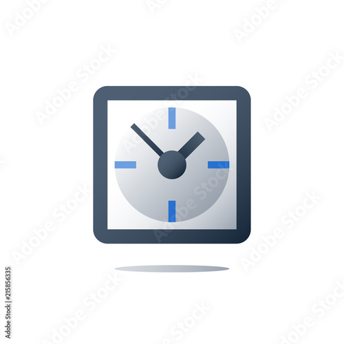 Time concept, square clock, fast services, time period, vector icon