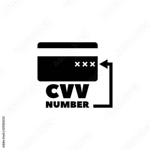 CVV Code on Credit Card. Flat Vector Icon illustration. Simple black symbol on white background. CVV Code on Credit Card sign design template for web and mobile UI element