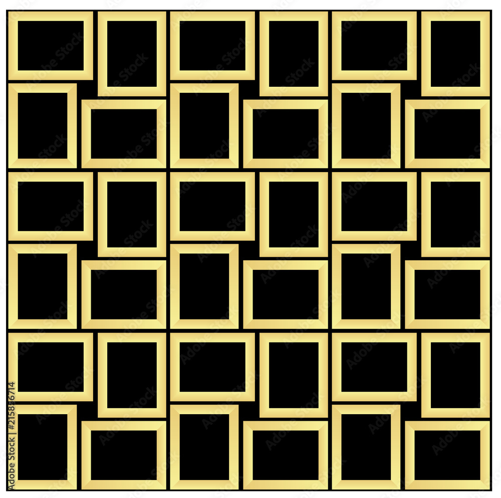 Abstract seamless pattern texture of golden rectangular frames over black background template Vector illustration Abstract seamless pattern texture of golden rectangular frames over black background template Vector illustration