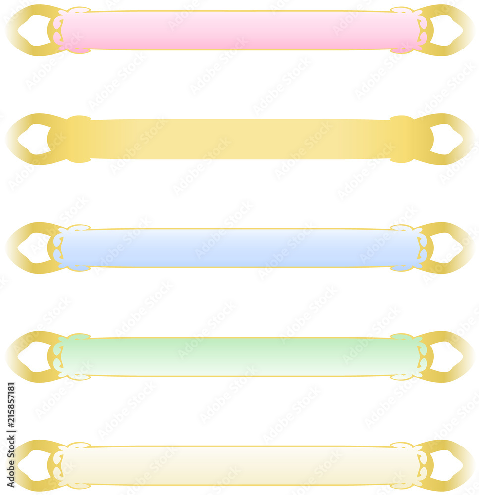 Five abstract colour banners with Golden metallic border vector Five abstract colour banners with Golden metallic border vector