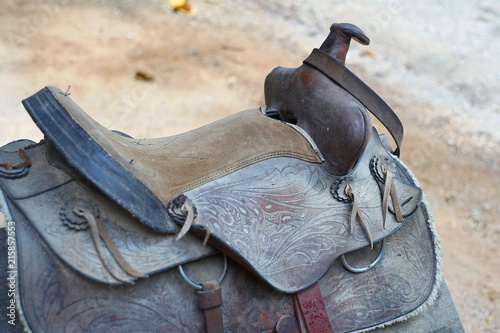 old saddle in farm.