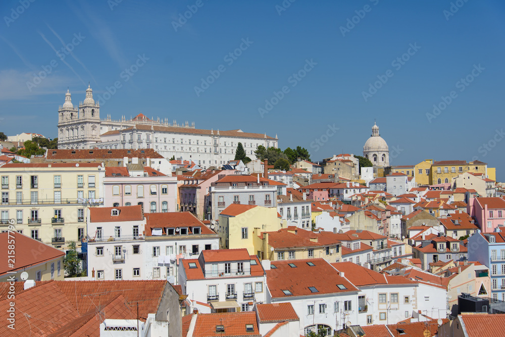 City of Lisbon in Portugal, view from above from houses