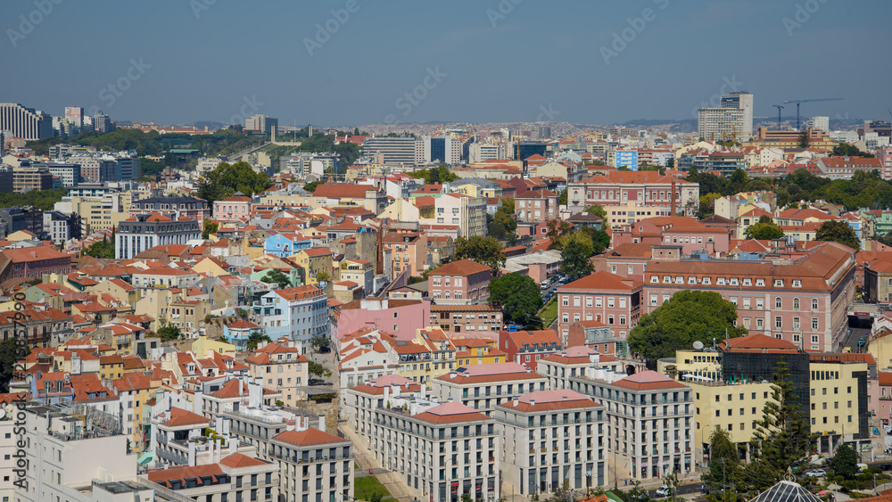 City of Lisbon in Portugal, aerial view of the city of porto portugal