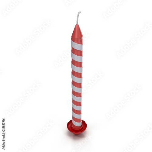 Birthday Candle Red on white. 3D illustration