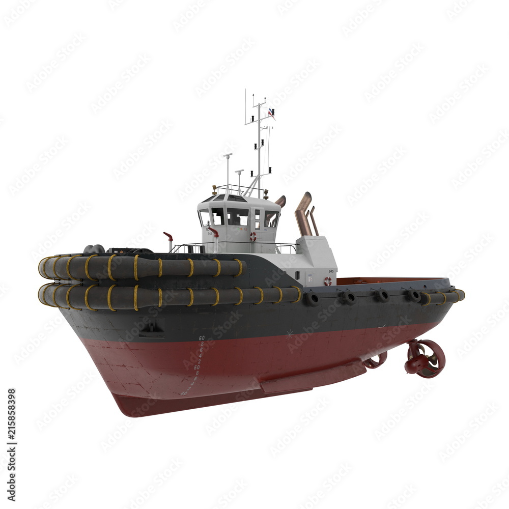 Harbour Tug Boat on white. 3D illustration