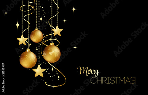 elegant Christmas background with gold baubles