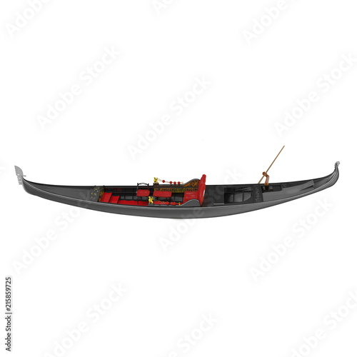 Venice Luxury Gondola Boat on white. 3D illustration