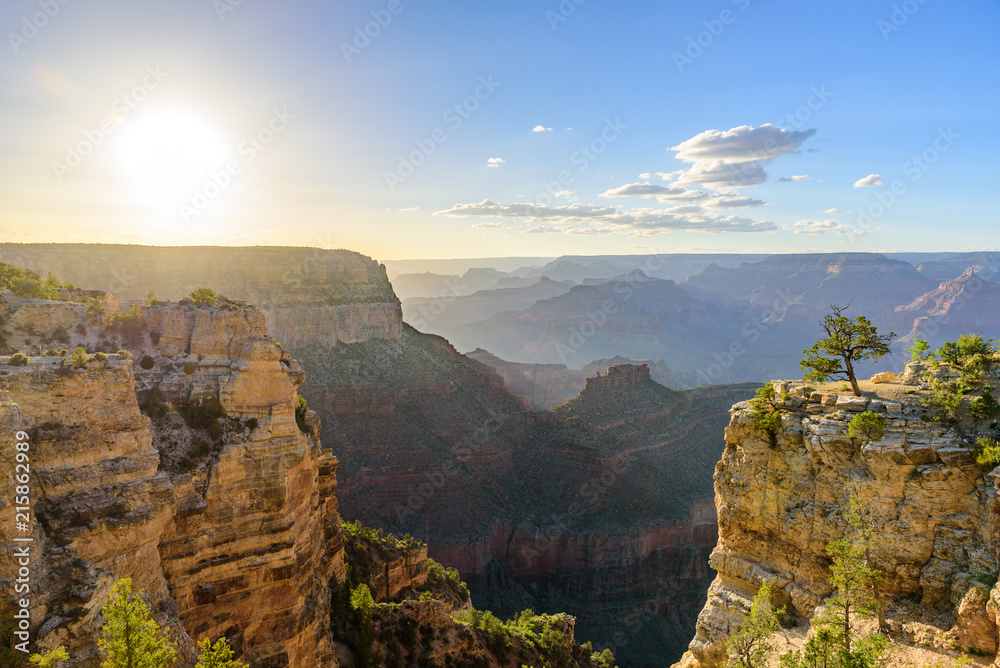 Amazing Landscape scenery at sunset from South Rim of Grand Canyon National Park, Arizona, United States