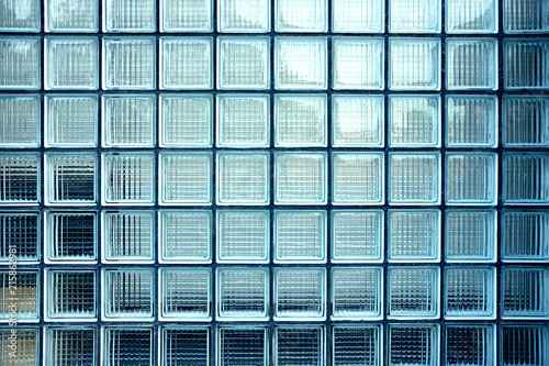 Window with square blocks. blue tone