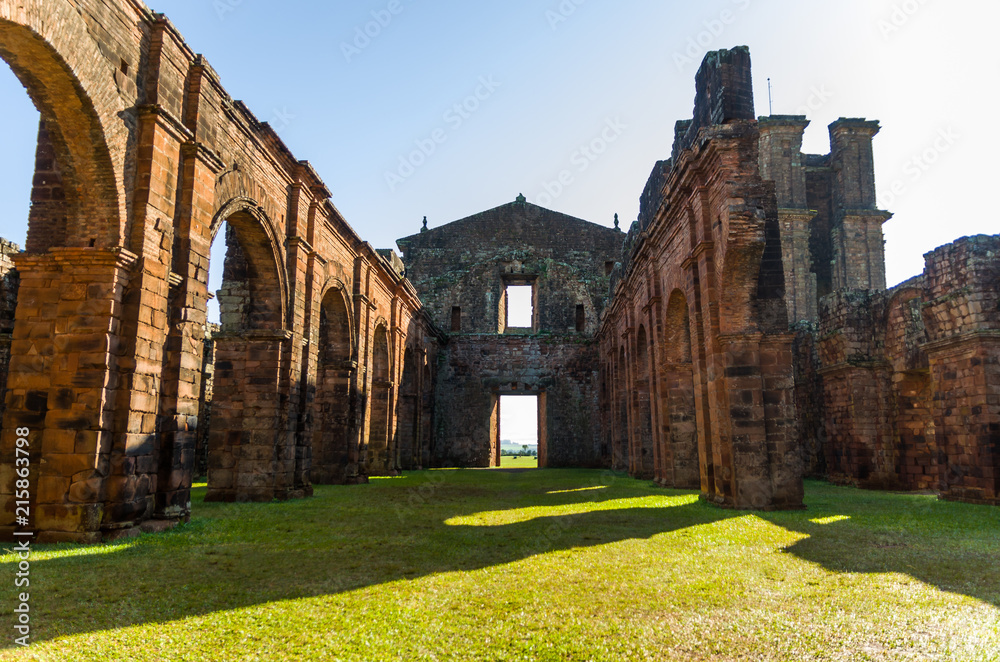 Fototapeta premium Part of the UNESCO site - Jesuit Missions of the Guaranis: Church, Ruins of Sao Miguel das Missoe, Rio Grande do Sul, Brazil.