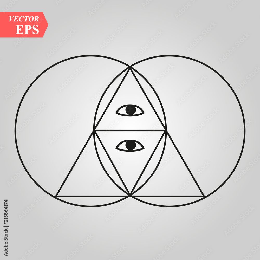 Sacred geometry pyramid with the eye,- vesca piscis -pointed oval ...