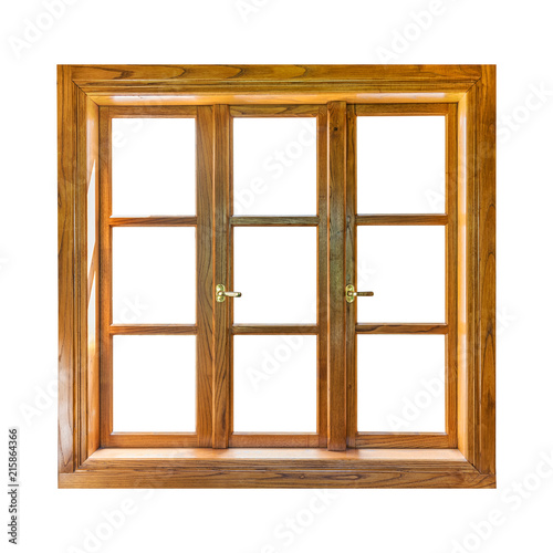 Wooden window isolated on white background interior