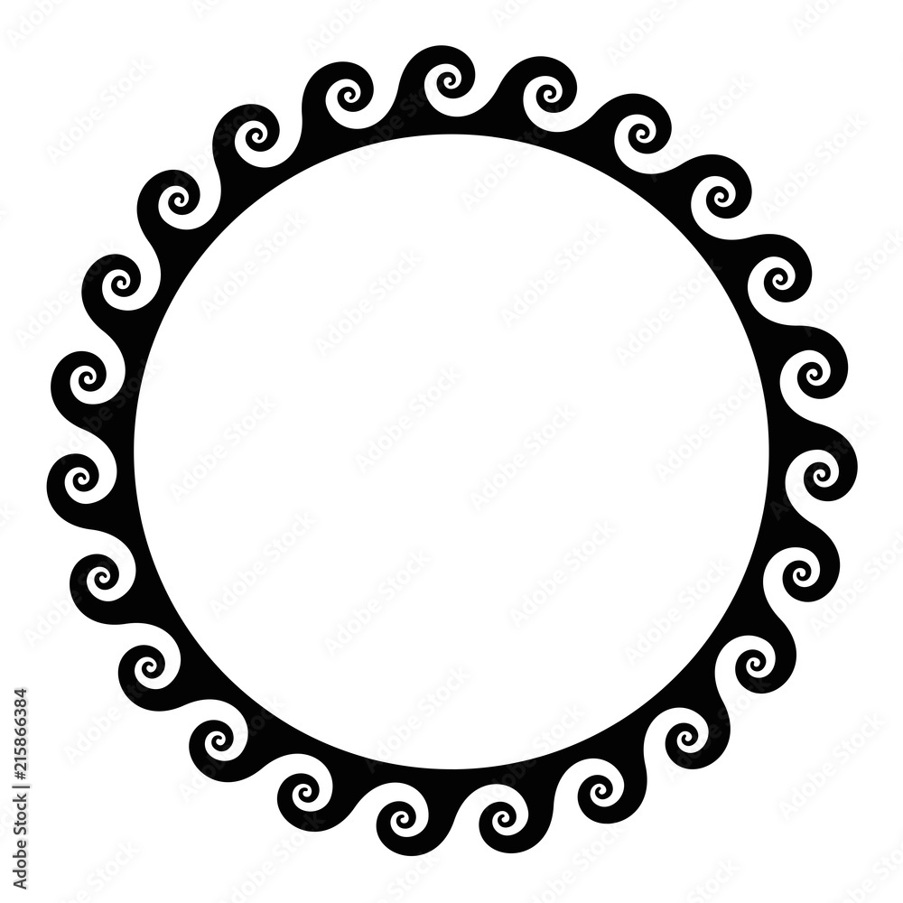 Black seamless spirals frame made of a running dog pattern. Seamless ...