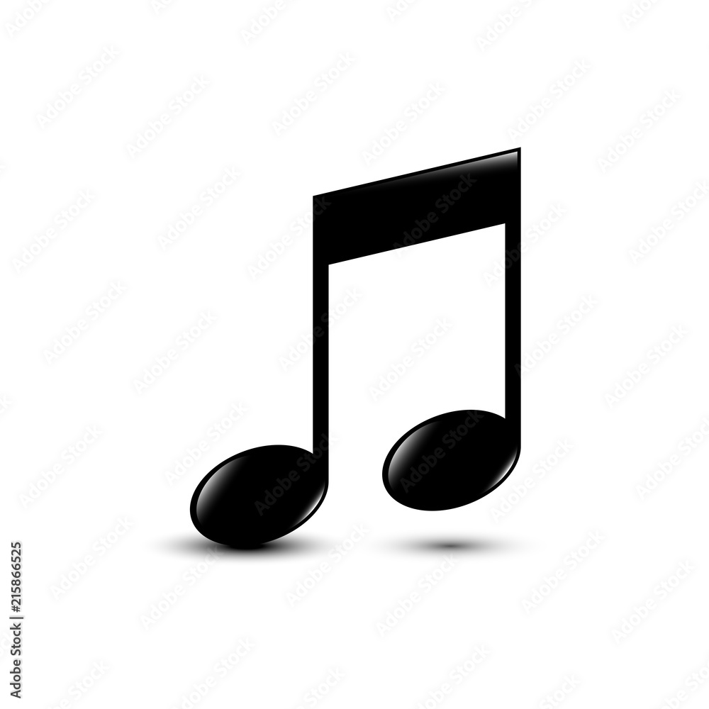 Black shiny music note icon music vector illustration Black shiny music note icon music vector illustration