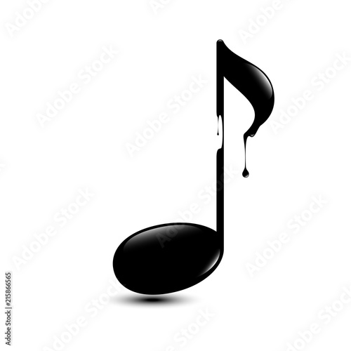 Black dripping shiny music note icon music vector illustration