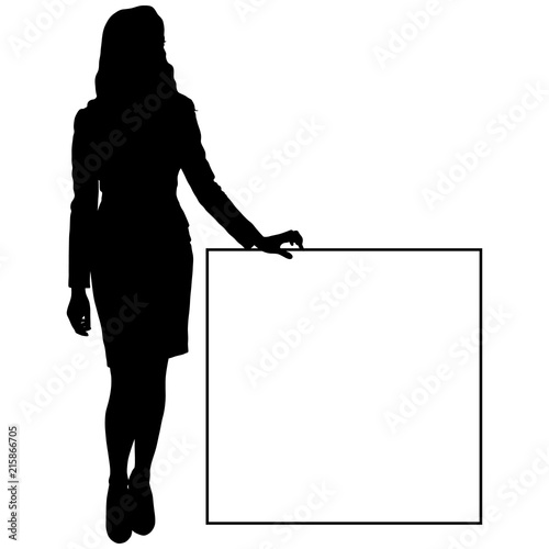 silhouette of a woman in short dress with a sign for text