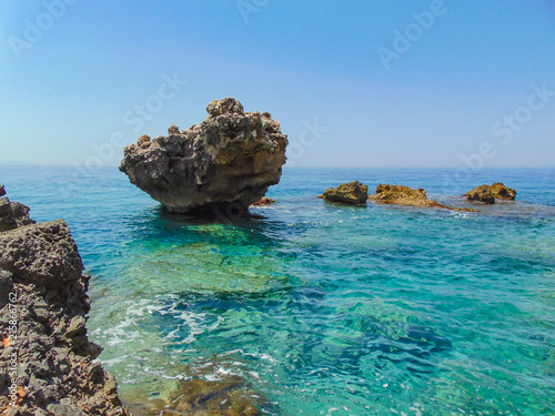 Ionian rocky coast landscape, Palase, Vlore, Albania. photo