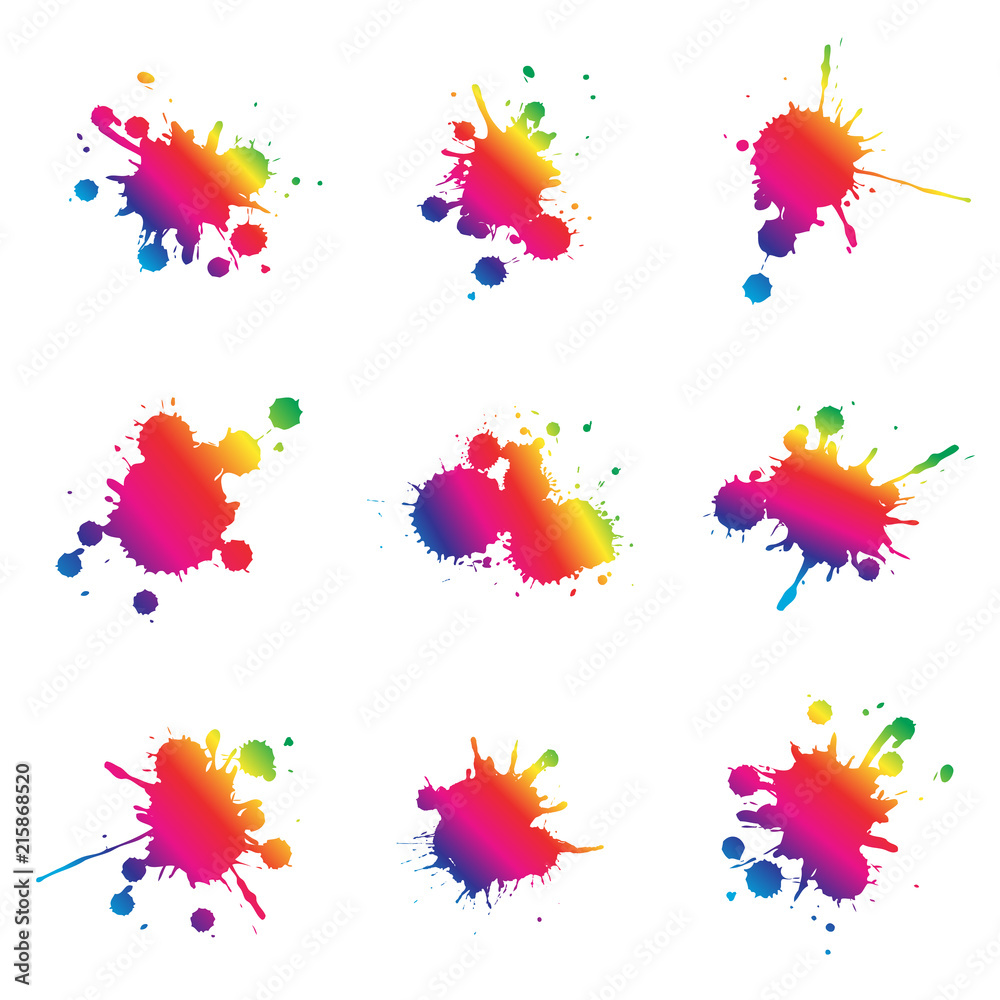 Multi-colored ink blobs set Multi-colored ink blobs set