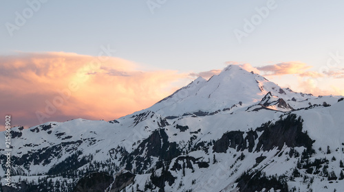 A dramatic sunset over Mt Baker
