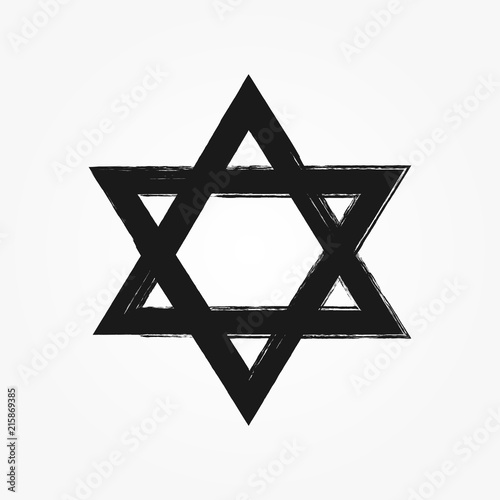 Star of David drawn by hand with rough brush. Grunge, sketch, graffiti, watercolour.