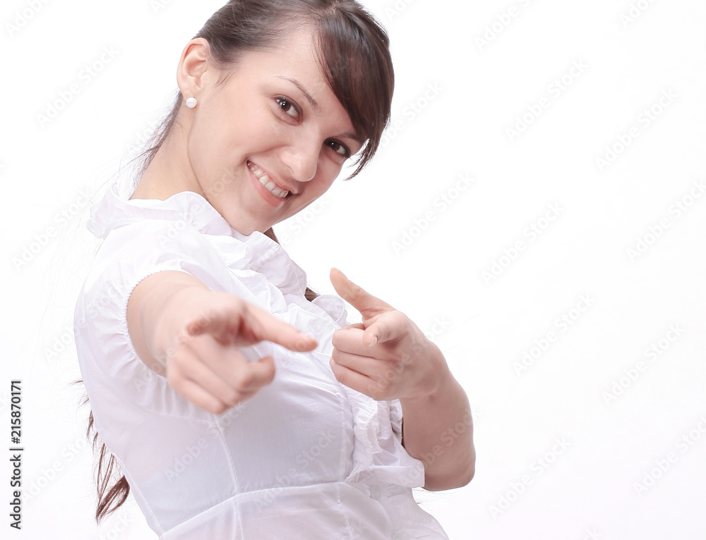 closeup.young business woman showing hands forward closeup.young business woman showing hands forward