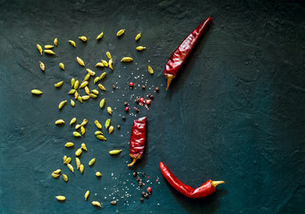 Papier peint photo Piments forts Piment rouge ingrédients cuisine végétarienne  © Nataliia