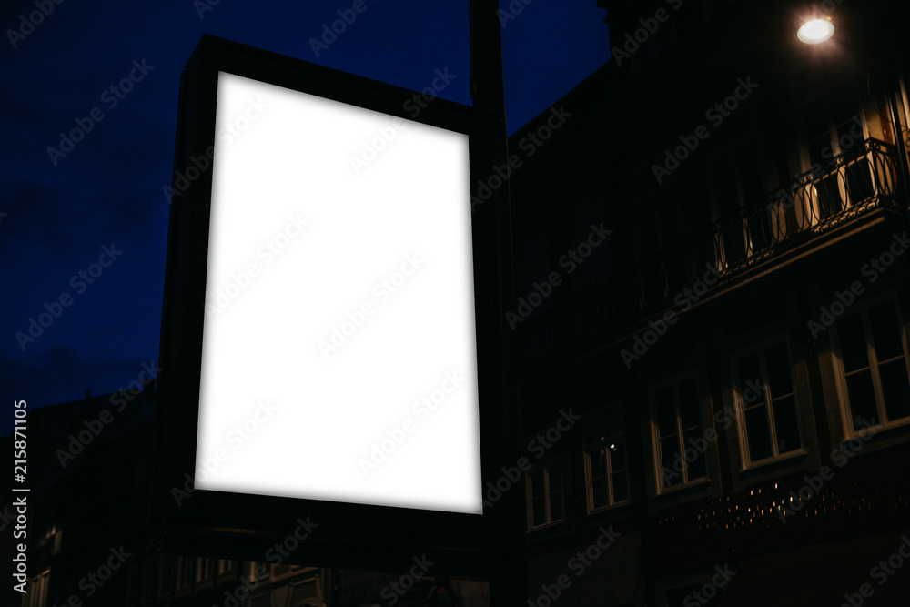 Modern empty billboard with space for text at night Modern empty billboard with space for text at night