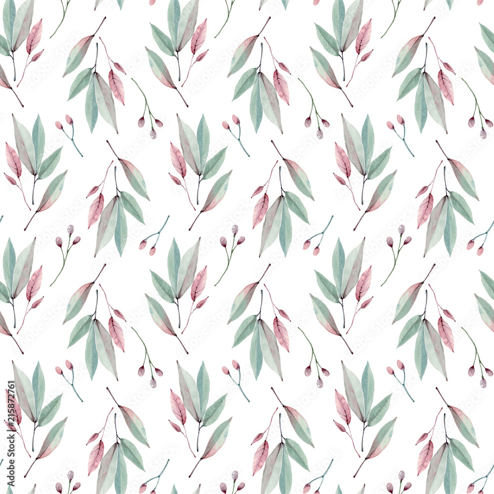 watercolor flowers seamless pattern.