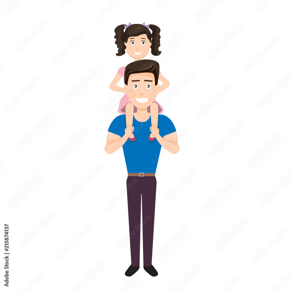 Father Carrying Daughter On His Shoulders, Father's Day, Family, Parent, Offspring, Love, Relationship