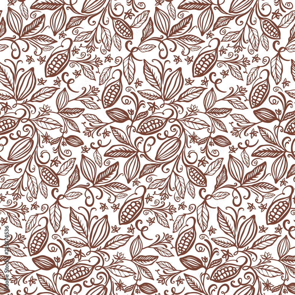 cacao beans seamless pattern