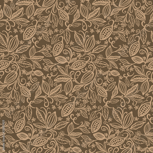 cacao beans seamless pattern