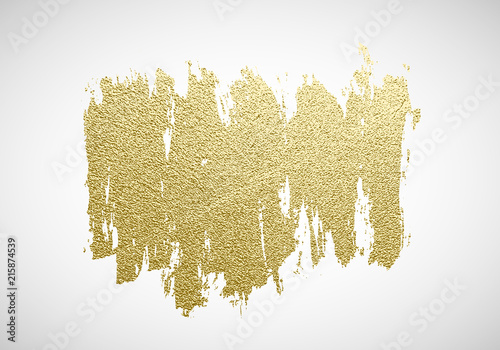 Vector gold paint stroke. Abstract gold glittering textured art illustration.