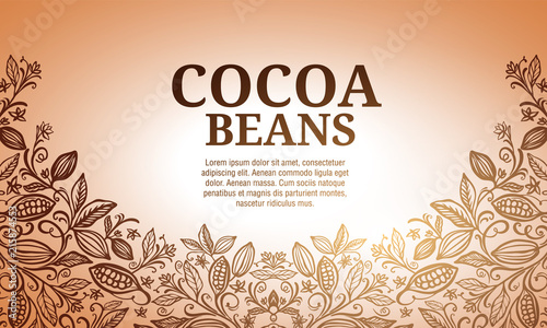 Cacao beans plant, Vector exotic cacao plants