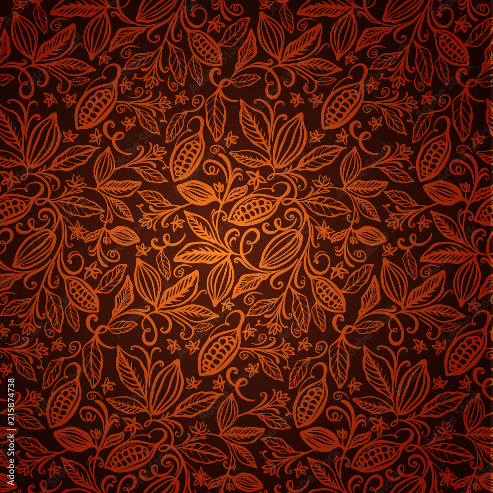 cacao beans seamless pattern