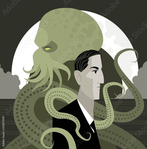 lovecraft writer and evil cthulthu dark octopus monsters