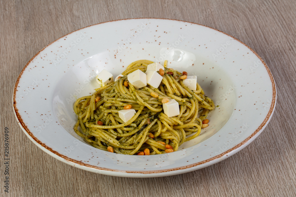 Pasta with pesto sauce