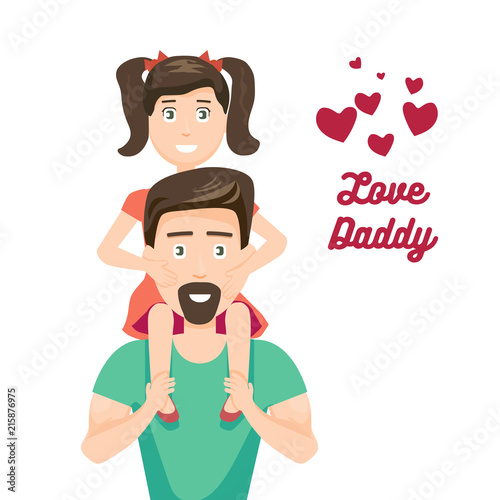 Vector Illustration of Kid and Father, the father sits on his shoulders
