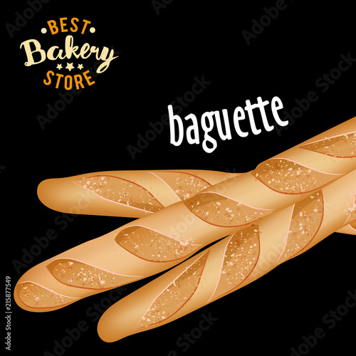 French baguettes vector. Baked bread product vector