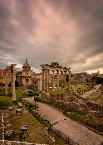 Roman forum on a cloudy day