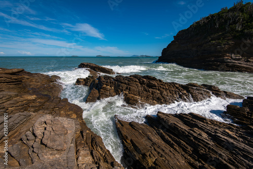 Beautiful Landscape of Ocean Waves Crash on the Rocks