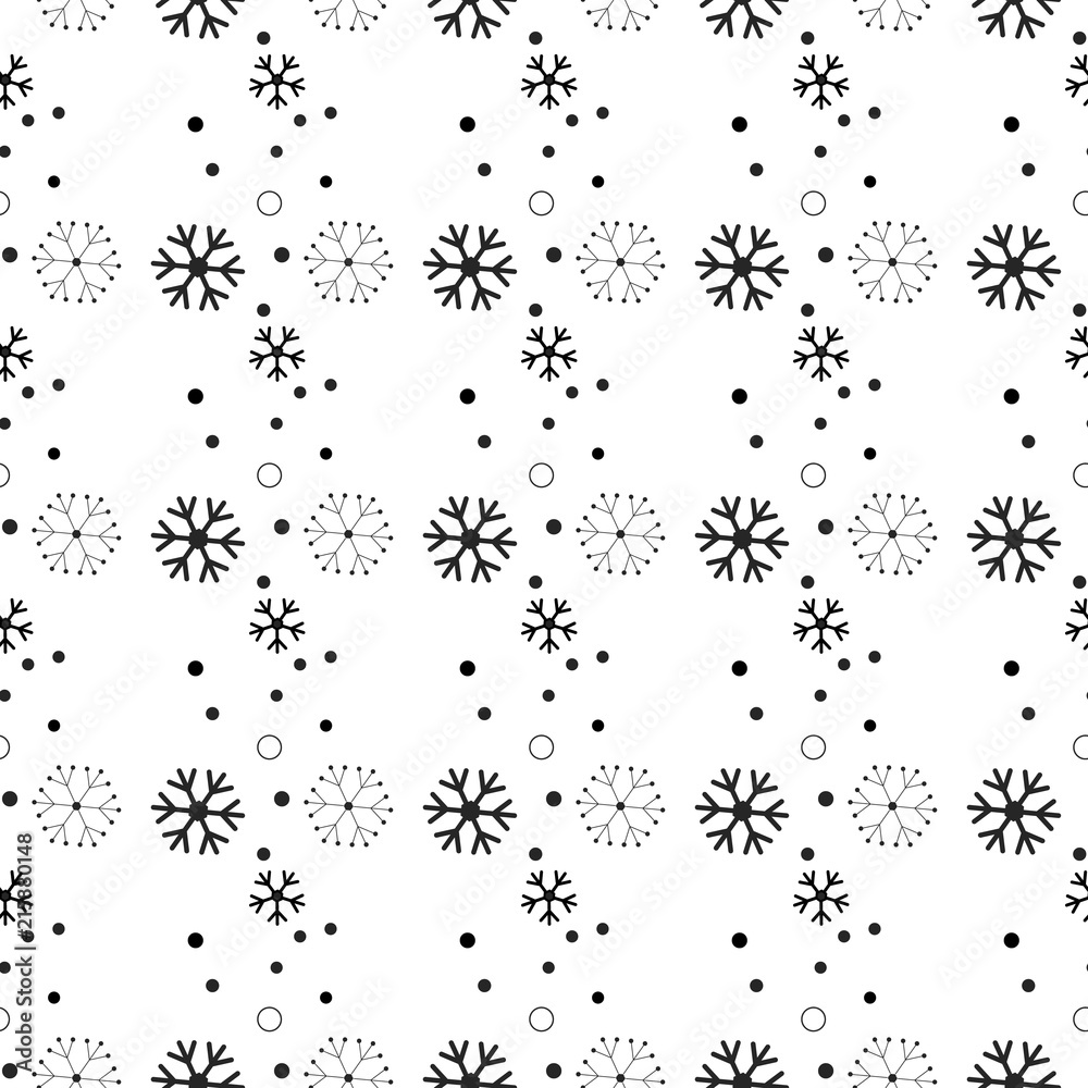 Black snowflakes seamless pattern on white Christmas background. Black snowflakes seamless pattern on white Christmas background.